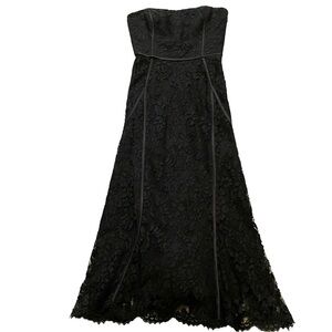 Temperley London Black Lace Fitted Strapless Gown 4